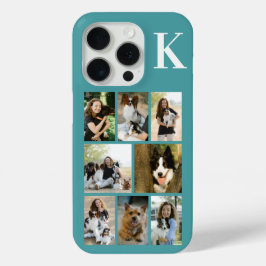 モダンな8匹のペットの写真 ターコイズブルー iPhone 15 PROケース