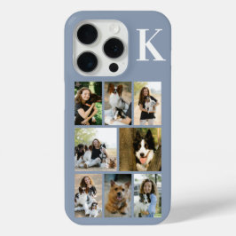 モダンな8匹のペットの写真 ダスティブルー iPhone 15 PROケース