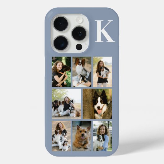 モダンな8匹のペットの写真 ダスティブルー Case-Mate iPhoneケース (裏面)