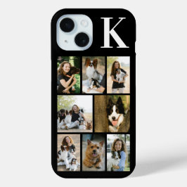 モダンな8匹のペットの写真 ブラック iPhone 15ケース