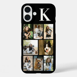モダンな8匹のペットの写真 ブラック iPhone 16 PLUSケース