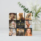 モダンな8枚の写真を使った卒業パーティーの招待状 招待状 (スタンド正面)