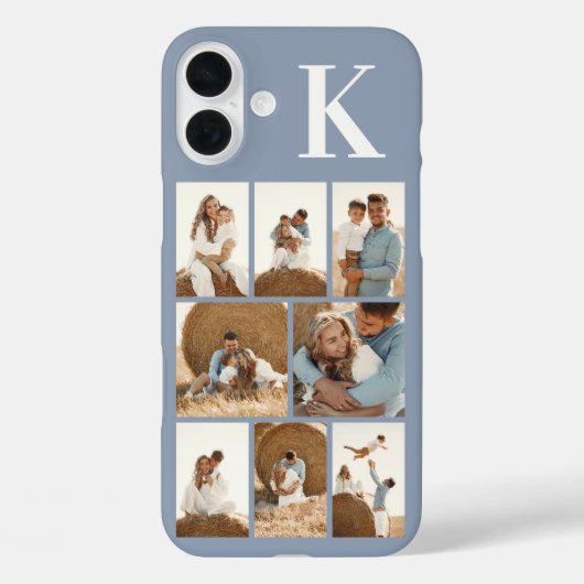 モダンな8枚の写真 ダスティブルー Case-Mate iPhoneケース (裏面)