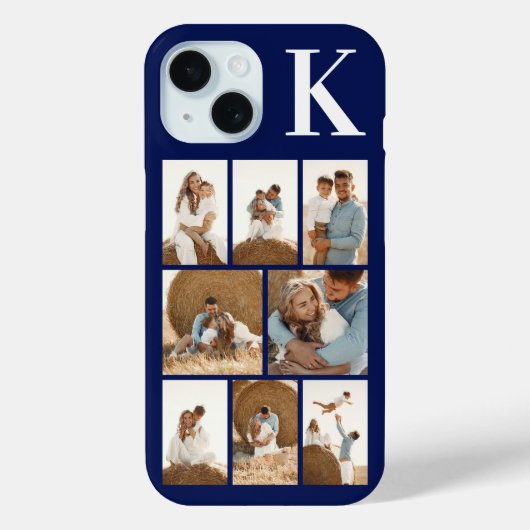 モダンな8枚の写真 ネイビーブルー Case-Mate iPhoneケース (裏面)