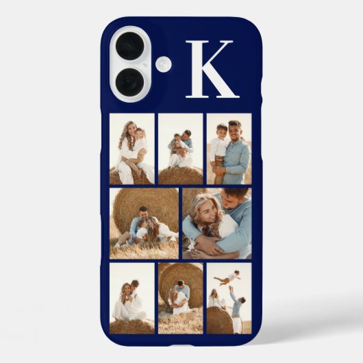 モダンな8枚の写真 ネイビーブルー Case-Mate iPhoneケース (裏面)