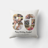 モダンな80周年記念写真コラージュ オーダーメイド グリーティング クッション (裏面)