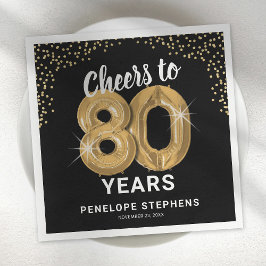 モダンな80歳の誕生日おめでとうナプキン スタンダードカクテルナプキン