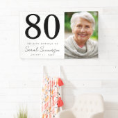 モダンな80歳の誕生日 ブラック ホワイト 写真 横断幕 (インサイチュ)
