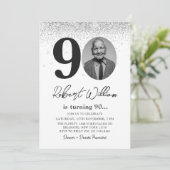 モダンな90歳の誕生日パーティーの写真招待状 招待状 (スタンド正面)