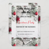 モダンな「おいでよ、遊ぼう」サンタクロースのクリスマスパーティ 招待状 (正面/裏面)