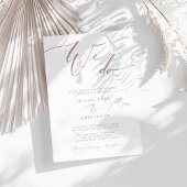 モダンな「私たち、結婚しました」 ローズゴールドのカリグラフィー結婚式 招待状