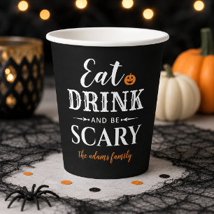 モダンな「食べ飲んで怖がらせろ」ブラックハロウィン 紙コップ