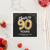 モダンな「90歳のバースデーナプキンへの乾杯」 スタンダードカクテルナプキン (インサイチュ)