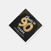 モダンな「90歳のバースデーナプキンへの乾杯」 スタンダードカクテルナプキン (角)