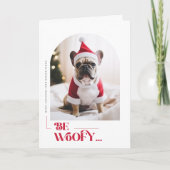 モダンな「Be Woofy」かわいい犬の写真 クリスマス折りたたみカード シーズンカード (正面)