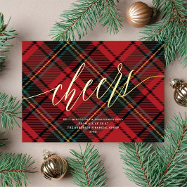 モダンな Cheers レッドタータン 非写真 ビジネス ゴールド 箔シーズンカード