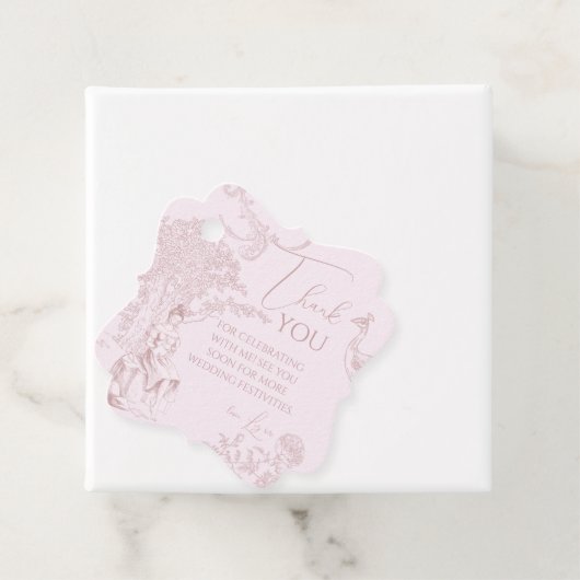 モダンな Chic Toile de Jouy ピクニック ブライダルシャワー フェイバータグ (インサイチュ)