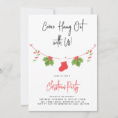 モダンな「Come Hang Out」サンタクロース クリスマスパーティー 招待状 (正面)