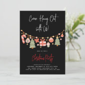 モダンな「Come Hang Out」サンタクロース クリスマスパーティー 招待状 (スタンド正面)