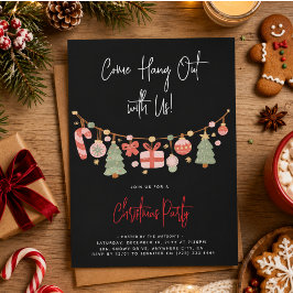 モダンな「Come Hang Out」サンタクロース クリスマスパーティー 招待状
