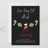 モダンな「Come Hang Out」サンタクロース クリスマスパーティー 招待状 (正面)