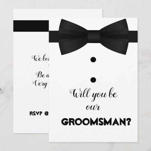 モダンな groom's men 用のぼうブラシスクリプトのリクエスト 招待状 (正面/裏面)