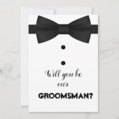 モダンな groom's men 用のボウブラシスクリプトのリクエスト 招待状 (正面)