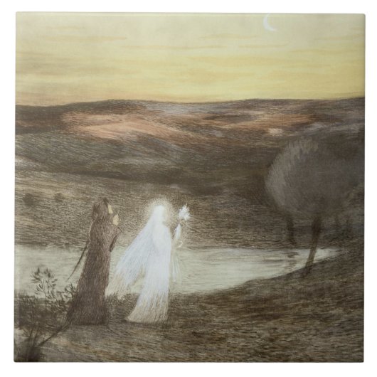 「モダンな」L'EstampeからのDanteそしてビアトリス、publ タイル (正面)