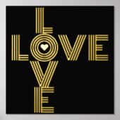 モダンな「LOVE」という文字とハートの黒 箔ポスター (正面)