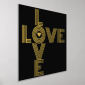 モダンな「LOVE」文字とハートの黒 箔ポスター (レイダウン)