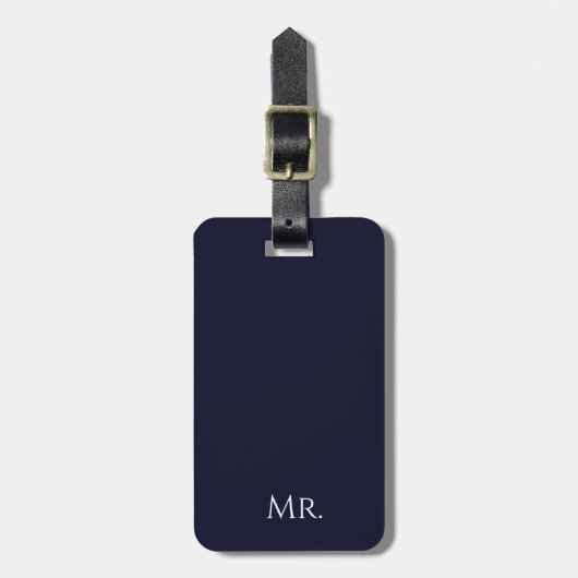 モダンな「Mr」トラベルタグ シンプルモノクロデザイン ラゲッジタグ (正面縦)