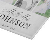 モダンな「Mr. & Mrs.」写真コラージュ カッティングボード (角)