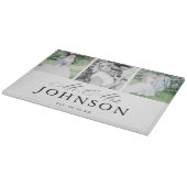 モダンな「Mr. & Mrs.」写真コラージュ カッティングボード (角)