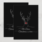 モダンな「Oh Deer」ミニマリストのクリスマスのトナカイ 招待状 (正面/裏面)