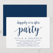 モダンな rustic かわいい、ネイビーブルー、結婚式の秘密の式 招待状 (正面/裏面)