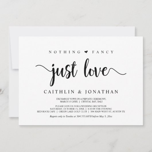 モダンな rustic のみの結婚式、特別なものは何もない、ただ愛 I 招待状 (正面)