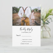 モダンな rustic エレガントな写真 RSVP ウェディング 招待状 (スタンド正面)