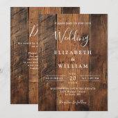 モダンな rustic バーンワード 結婚式 QR コード 招待状 (正面/裏面)