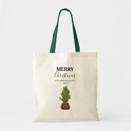 モダンな rustic 水彩クリスマスツリー ホリデー トートバッグ