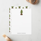 モダンな rustic 水彩クリスマスツリー ホリデー ノートカード (正面/裏面インサイチュ)