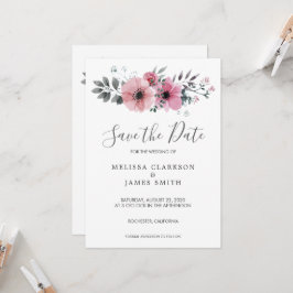 モダンな rustic 水彩花 Save the Date 招待状