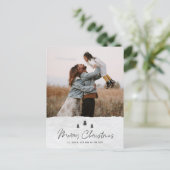 モダンな rustic merry christmas 2 枚の写真 シーズンポストカード (スタンド正面)