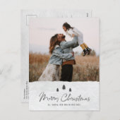 モダンな rustic merry christmas 2 枚の写真 シーズンポストカード (正面/裏面)