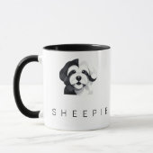 モダンな Sheepadoodle アート - 幾何学的な黒と白 マグカップ (左)