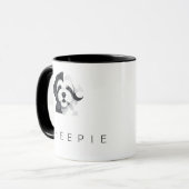モダンな Sheepadoodle アート - 幾何学的な黒と白 マグカップ (正面左)