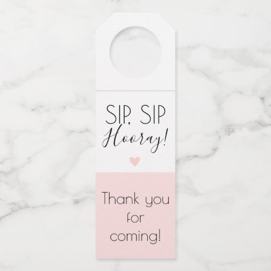 モダンな Sip Sip フレーズ ポップトップタグ エレガント ボトルネックタグ (正面)