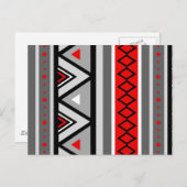 モダンな Southwestern幾何学模様、赤 & 灰/グレー ポストカード (正面/裏面)