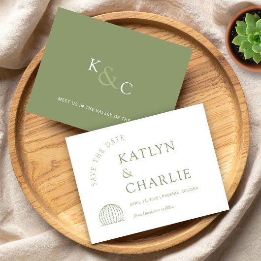 モダンな Southwestern サボテンの Save The Date カード