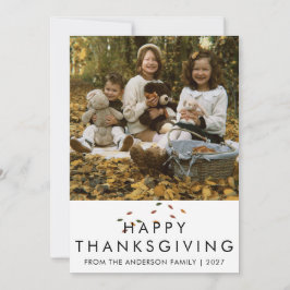 モダンな Thanksgiving 家族写真 秋 シーズンカード