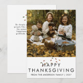 モダンな Thanksgiving 家族写真 秋 シーズンカード (正面/裏面)